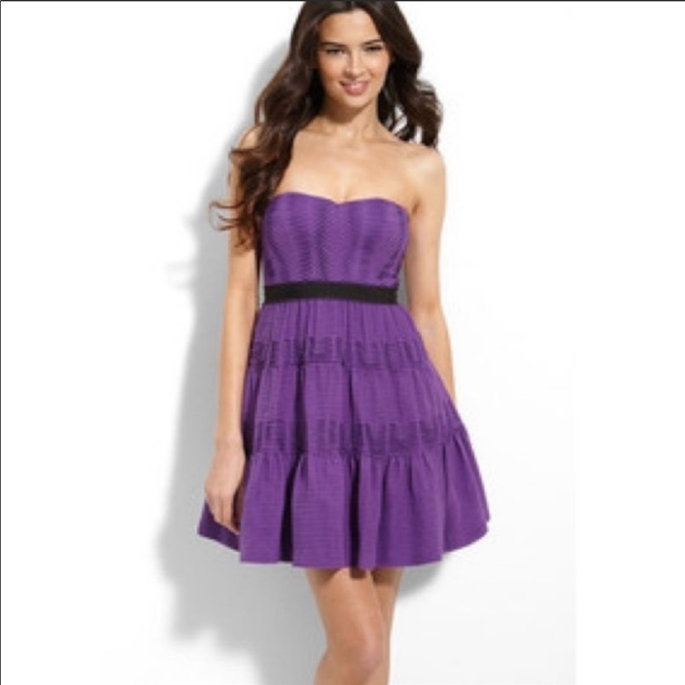 BCBGMAXAZRIA- Grape Pleated Chiffon Dress 10 NWT - Picture 3 of 7